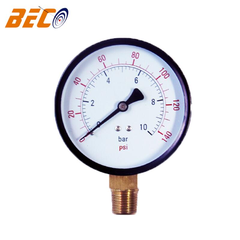 (Y-100A) Painted steel case bottom mounting pressure gauge
